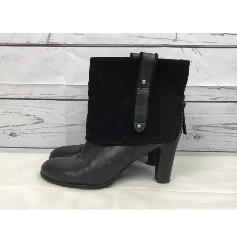 Nine West Suede and Leather Foldover Booties